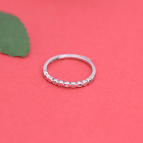 Silver Hexagon Shape Link Adjustable Ring