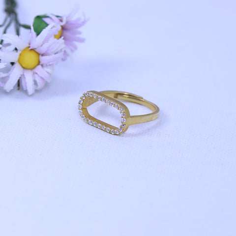 Gold Plated Paperclip Design Adjustable Ring