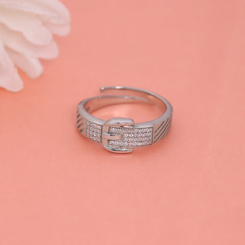 Silver Couple Belt Buckle Band Ring