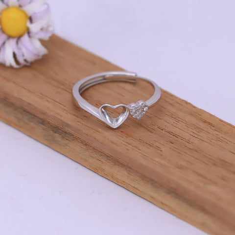 Silver Twin Heart   Adjustable Ring