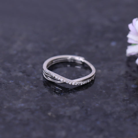 Silver Crystal  Adjustable Ring