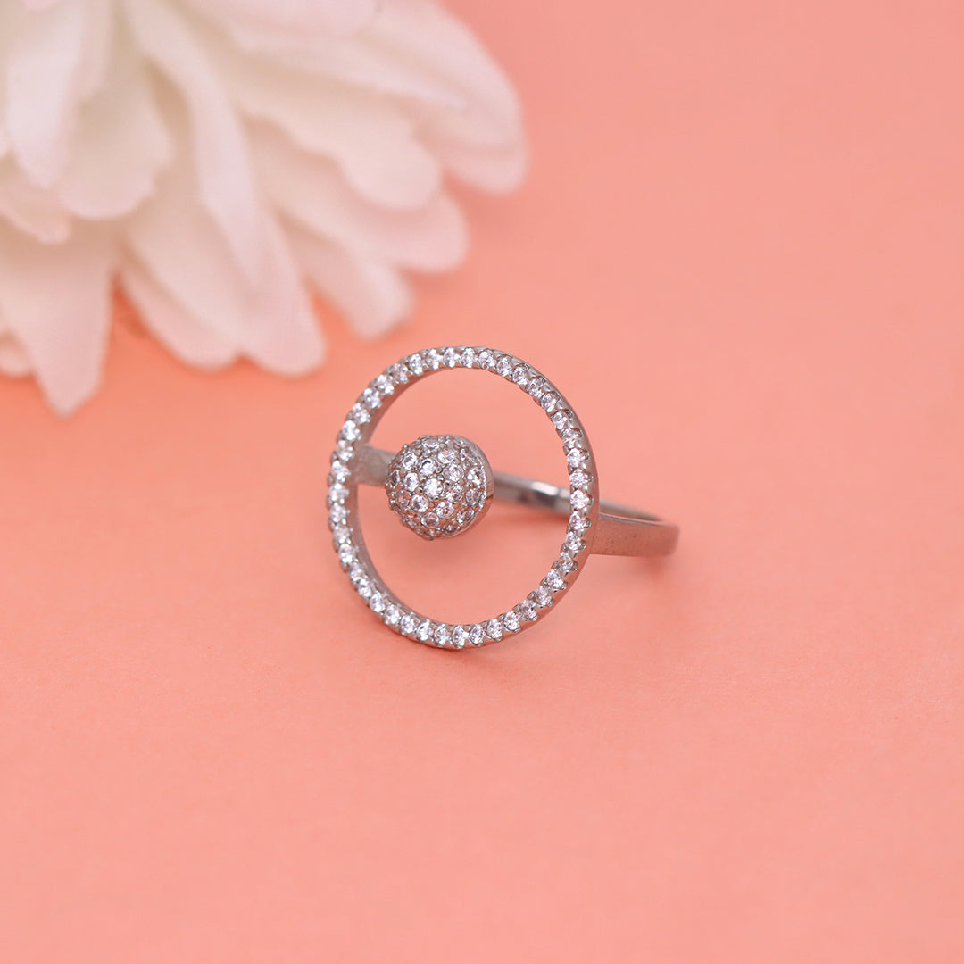 Silver Circle Diamond Ring