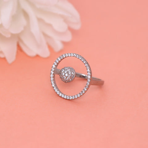 Silver Circle Diamond Ring