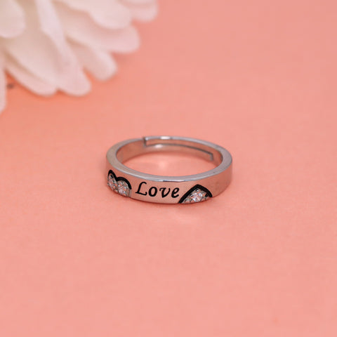 Silver Love Couple Ring