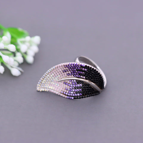 Silver Leaf Multi Color Sapphires Ring