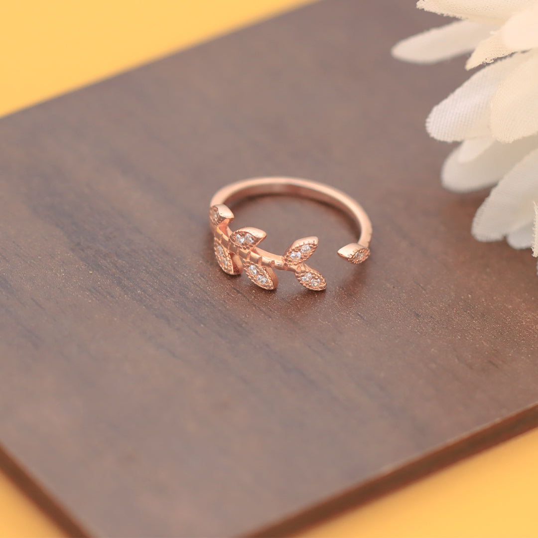 Rose Gold Plated Leaf Ring