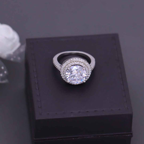 925 Silver  Double Halo Engagement Ring