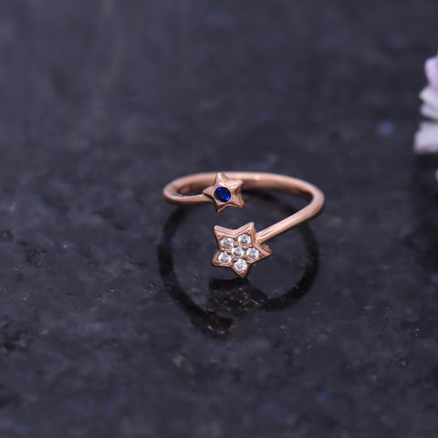 Double Star Ring Rose Gold With Adjustable Size