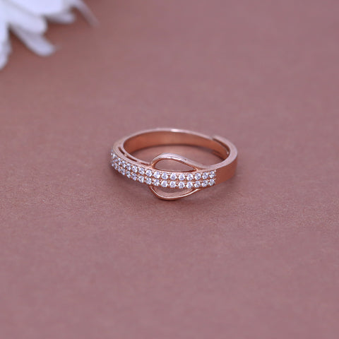 Double Row Band Rose Gold Adjustable Ring for Women