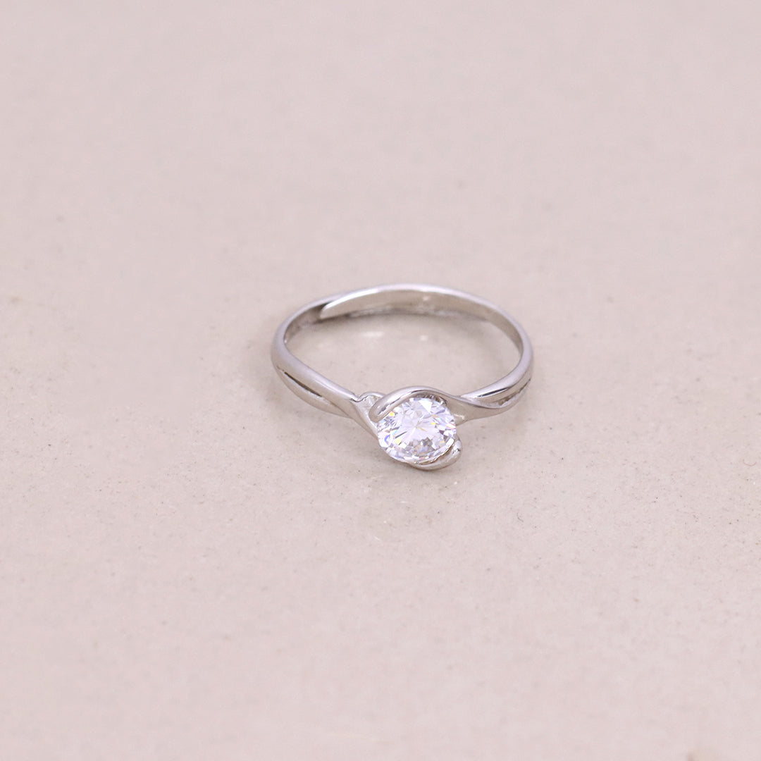 Silver Curvy Single  Adjustable Ring