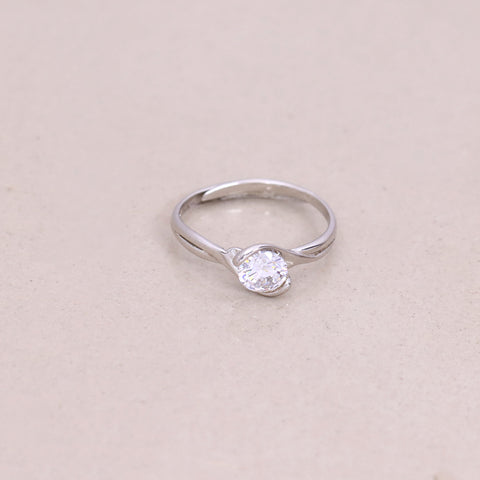 Silver Curvy Single  Adjustable Ring