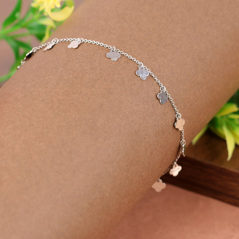 Silver flower shape anklet