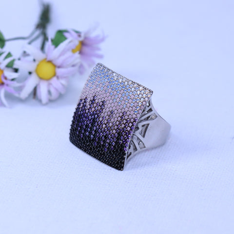 Sterling Silver Swarovski Multi Color Crystal Ring