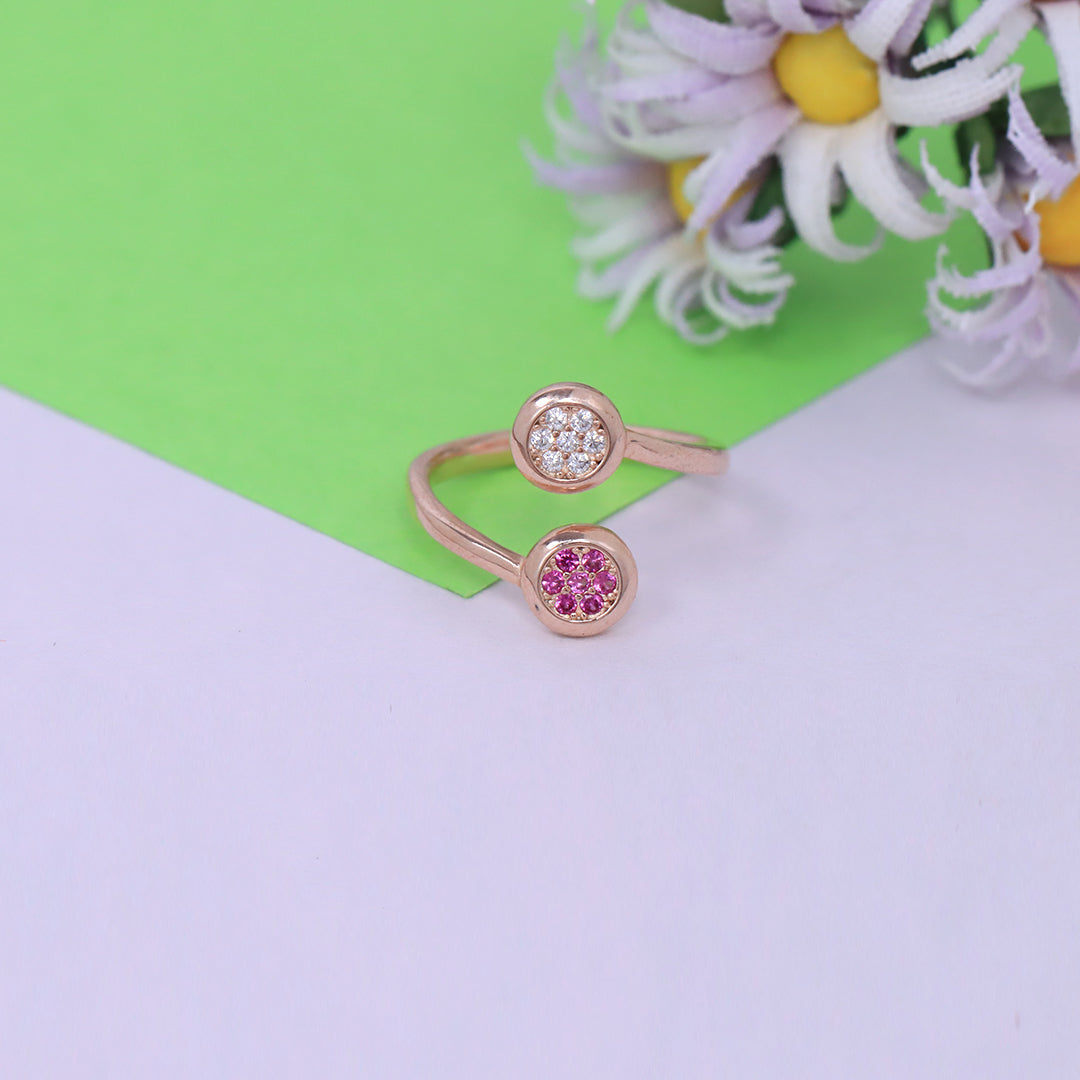 Rose Gold Double Round Ring With Adjustable Size