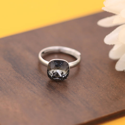 Silver Black Topaz Ring