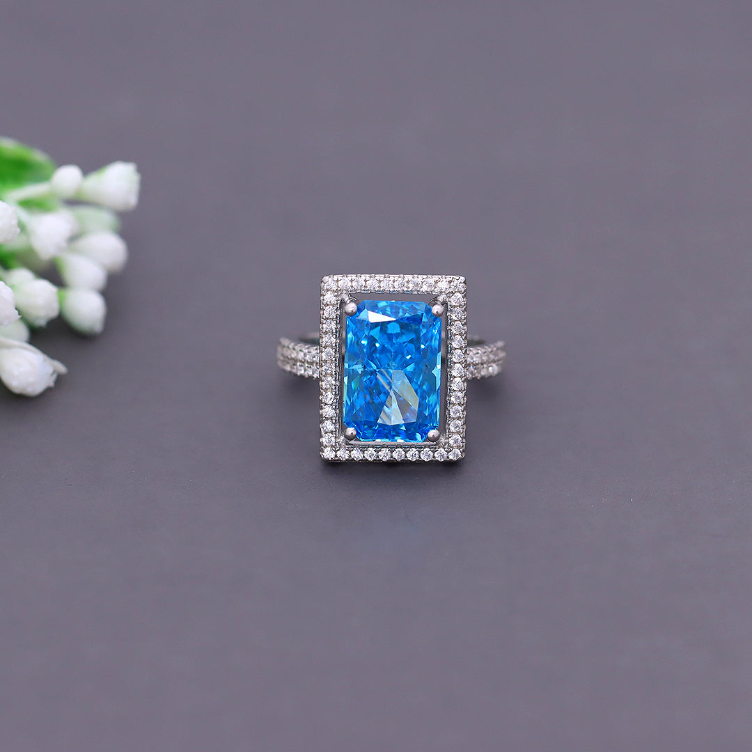 Sky Blue Sapphire Square Ring