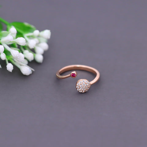 Rose Gold Open Ring With Zircon Round