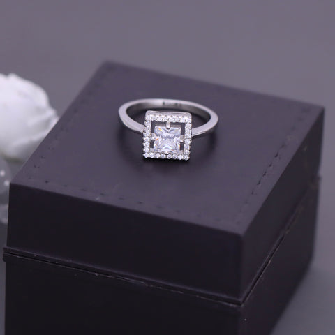 Silver Princess Cut Square Ring