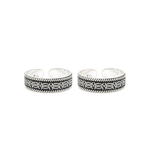 925 Sterling Silver Oxidized Pattern Toe Ring  for Women