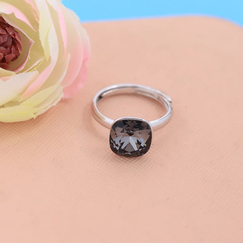 Silver Black Topaz Ring