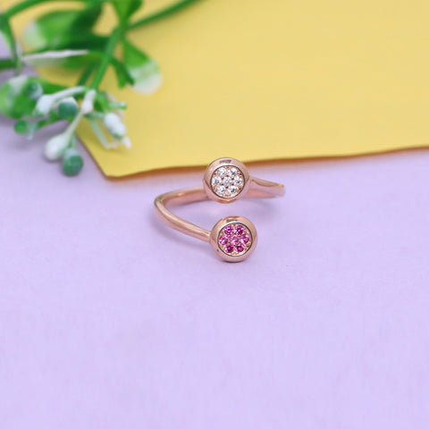 Rose Gold Double Round Ring With Adjustable Size