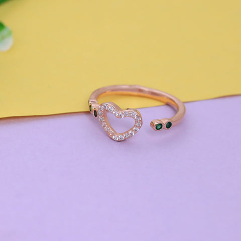 Rose Gold Open Heart Adjustable  Ring