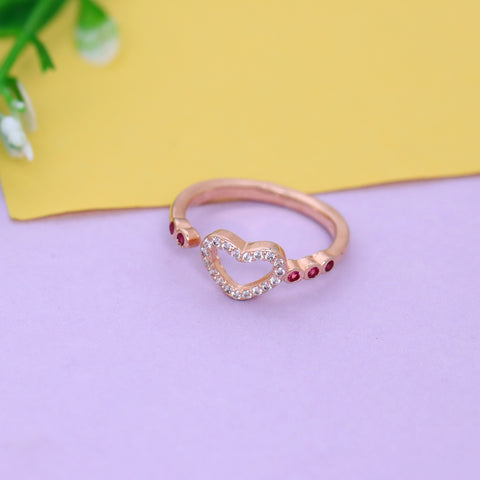 Rose Gold Heart Ring With Adjustable Size