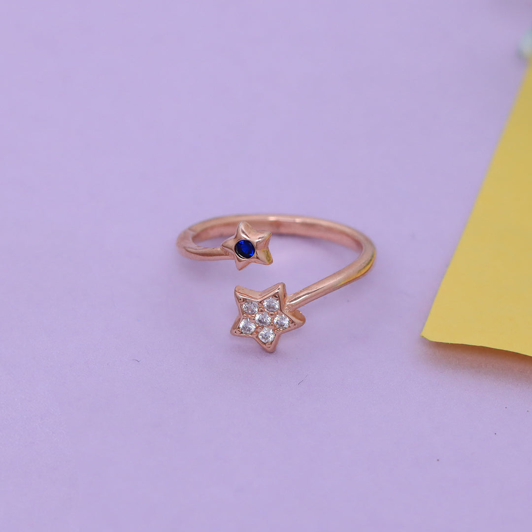 Double Star Ring Rose Gold With Adjustable Size