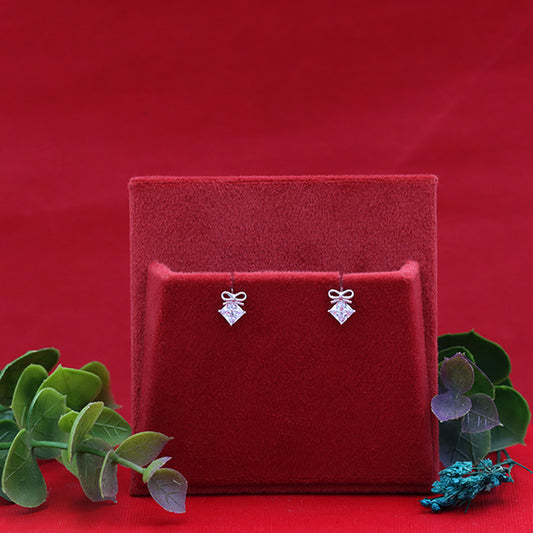 Silver cubic zirconia bow earrings