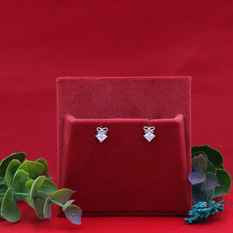 Silver Cubic Zirconia Bow Earrings