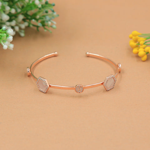 Rose Gold Hexagon With Round Shape  Bracelet