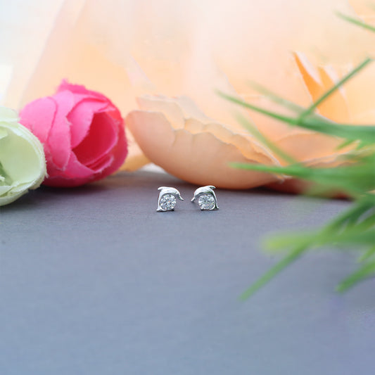 925 Sterling silver dolphin diamond earrings