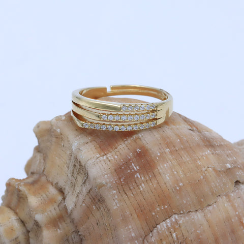 Gold plated Triple Layered  Adjustable Ring