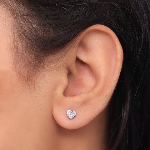 Silver Heart Shape Earrings