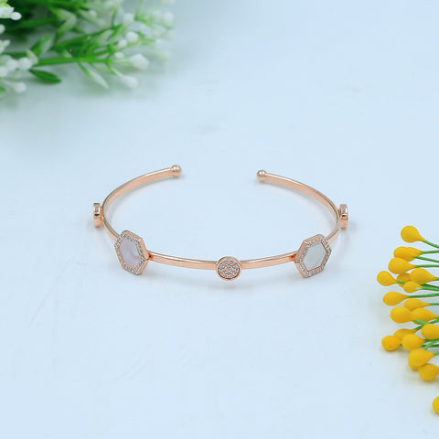 Rose Gold Hexagon With Round Shape  Bracelet