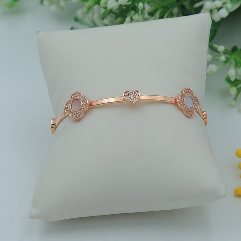 Rose Gold Heart With Flower Shape  Bracelet