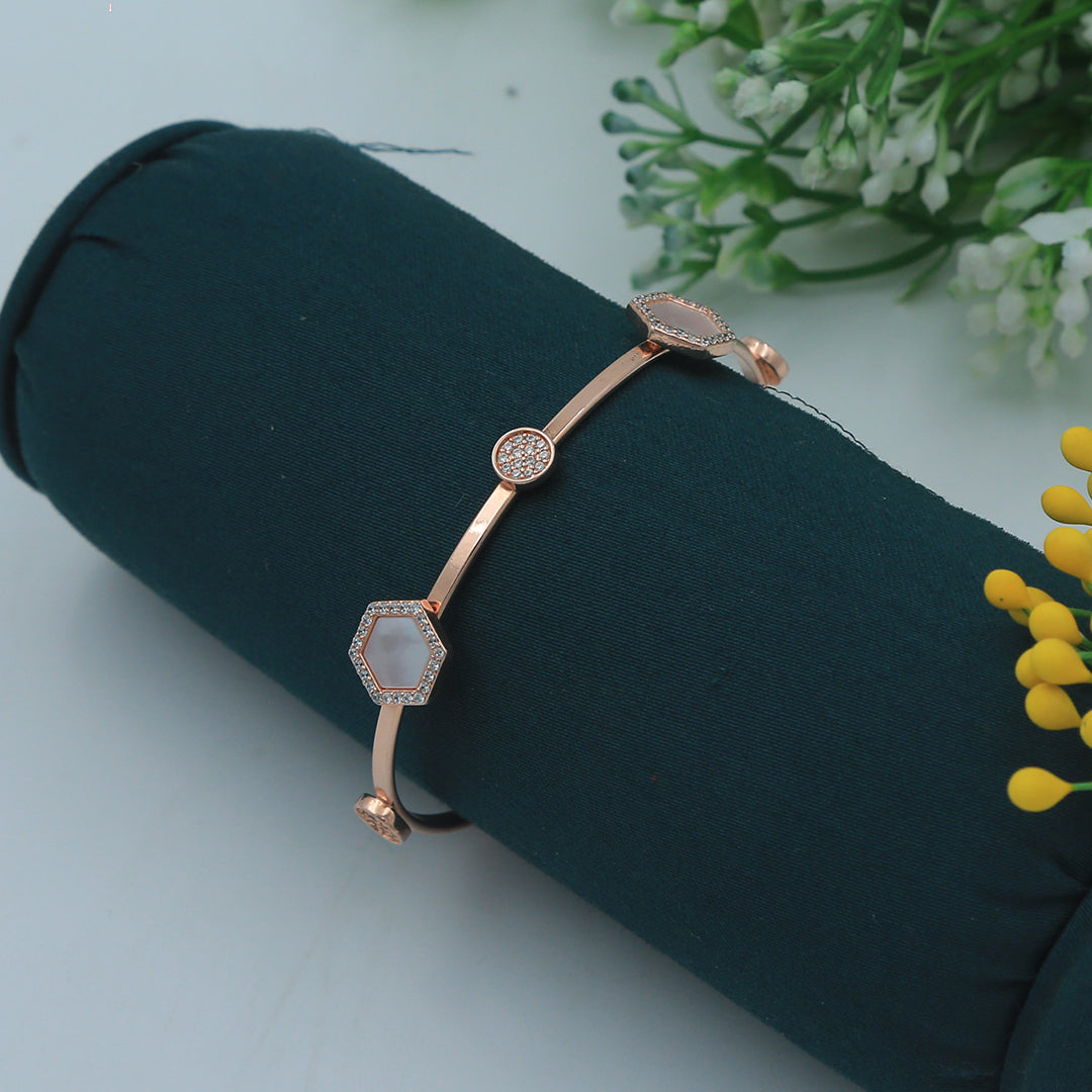 Rose Gold Hexagon With Round Shape  Bracelet