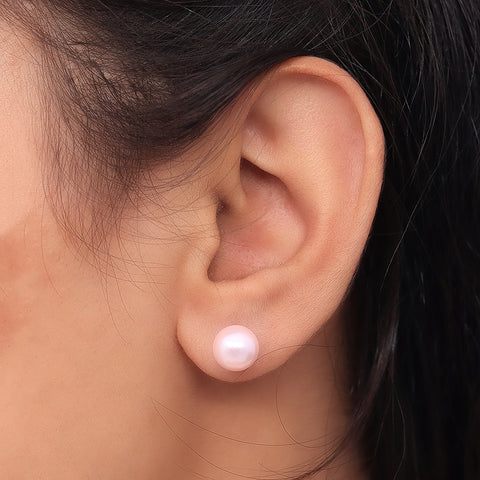 Pink Pearl Silver Earring