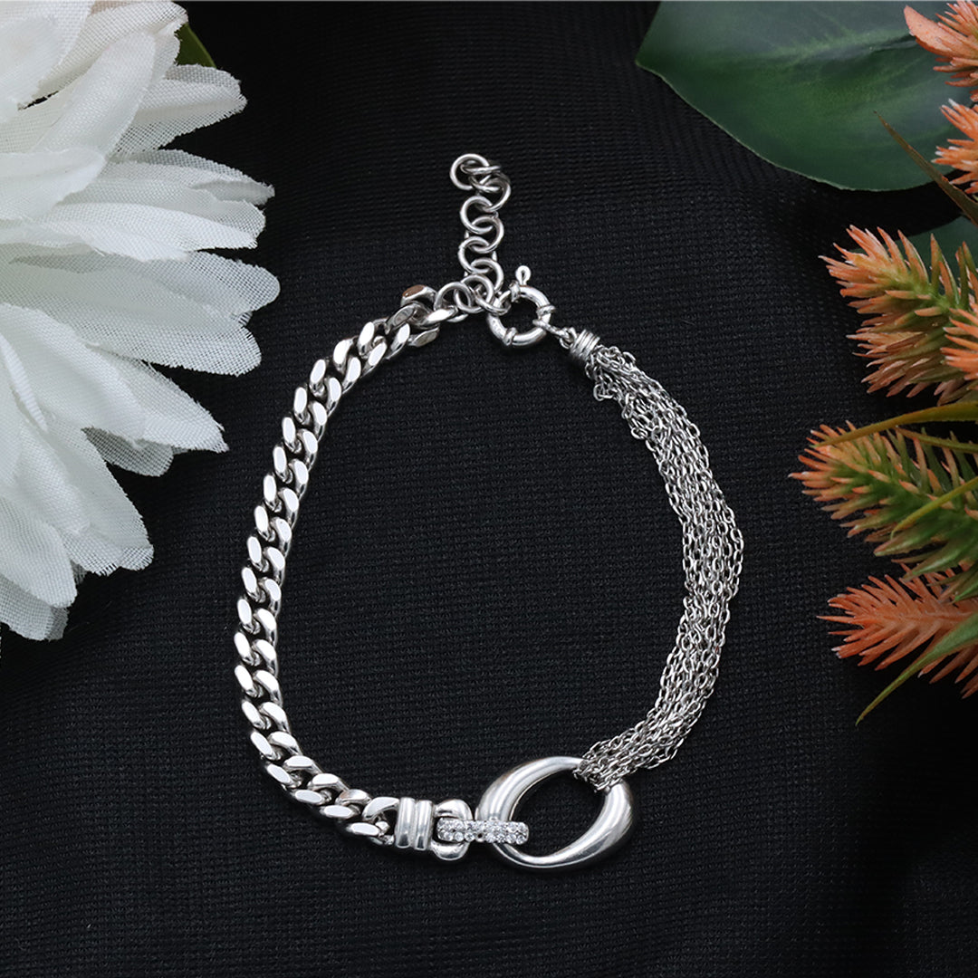 Double Semi Choker Chain and bunch chain O Silver Bracelets
