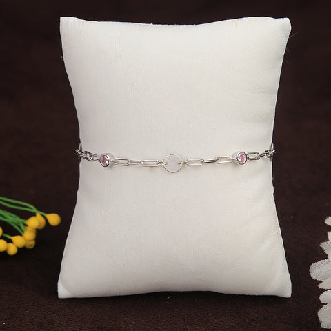 Silver Link Stone Delicate Bracelet