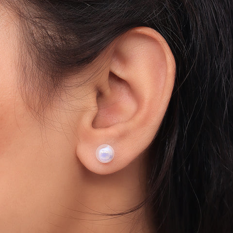 Silver White Shine Pearl Earring