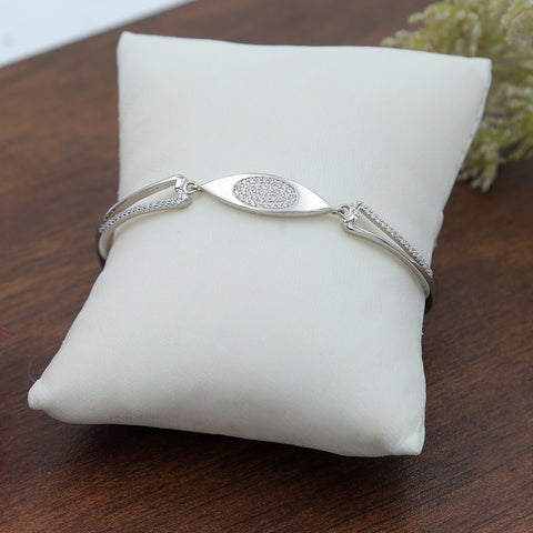 Silver Oval Shape  Kada Adjustable Bracelet