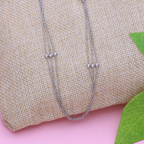 Three Layer Microbeads Silver Chain