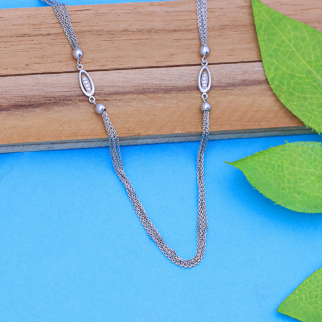 Double Oval Design Bunch Silver Chain