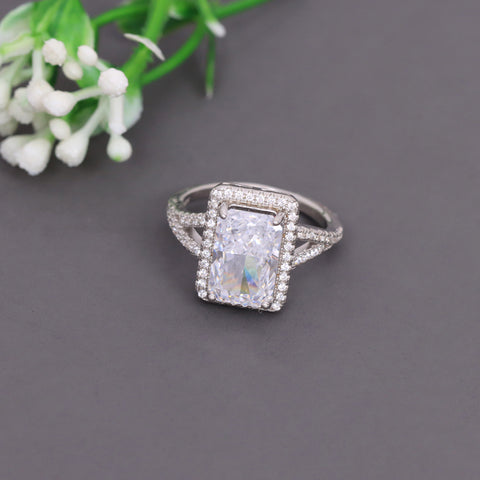 Silver White Sapphire Y Shape Ring