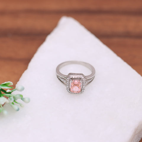 Silver Peach Sapphire Ring