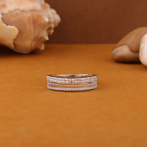 Sterling Silver and Cubic Zirconia Half Eternity Band Ring