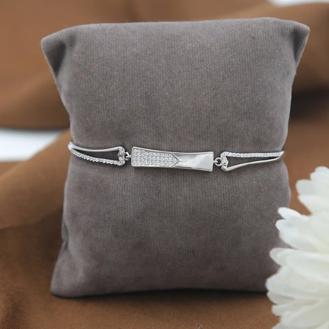 925 Silver Zircon Adjustable Cuff Bracelet