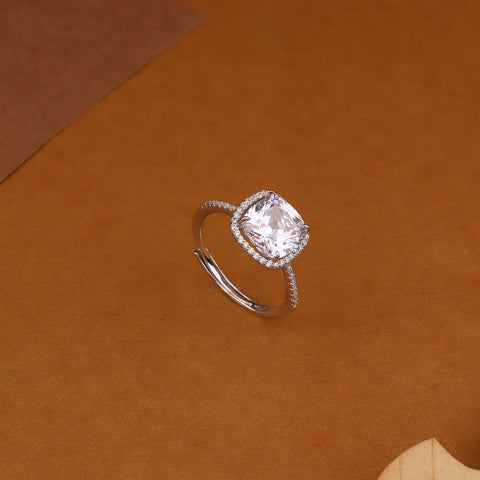 Cushion Cut Halo Solitaire fashion ring