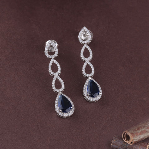 925 Sterling Silver Blue Sapphire Teardrop Jewelry Set for Women